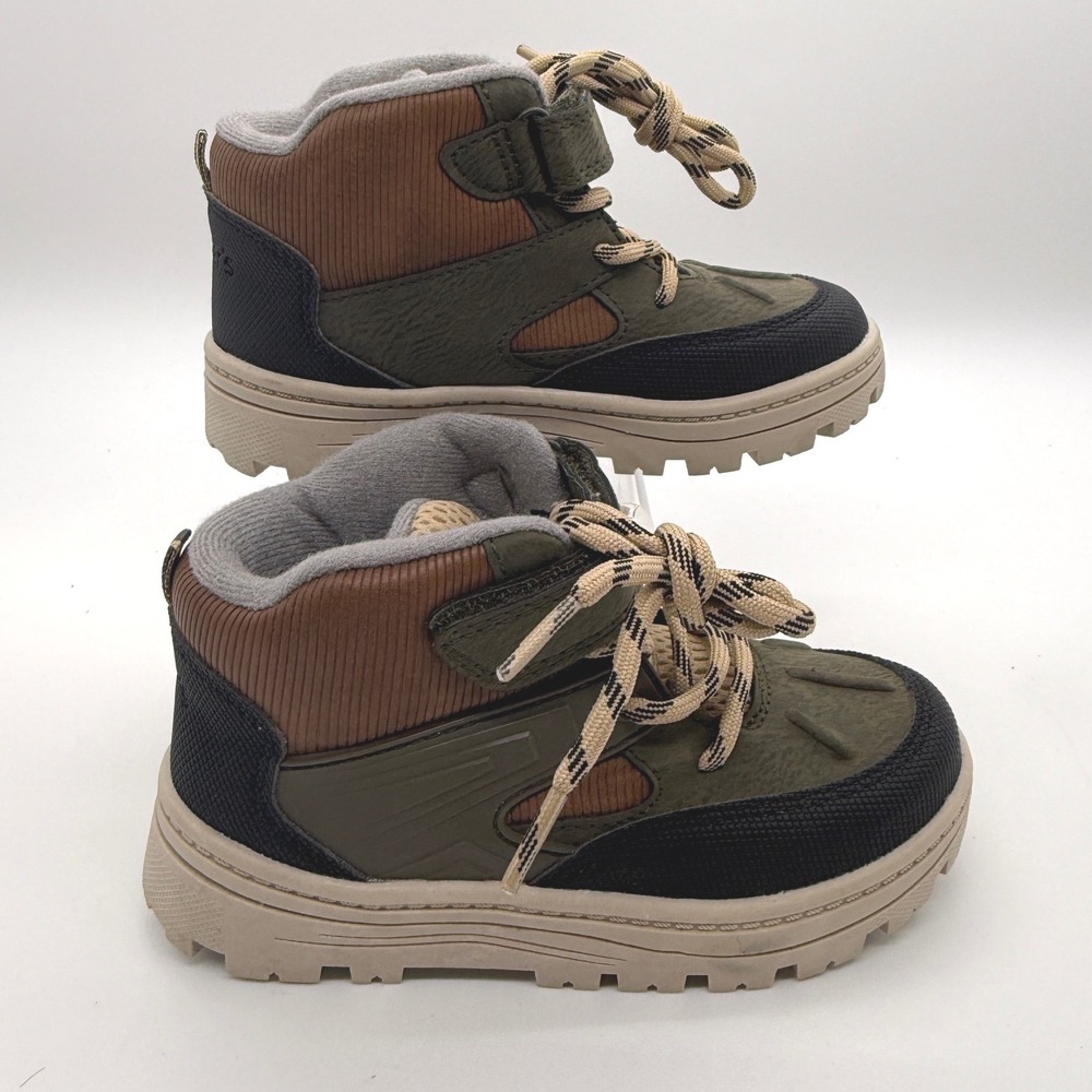 Carters Duck Boots Kids 11M Green Brown Utility Outdoor Winter Hiking Shoes